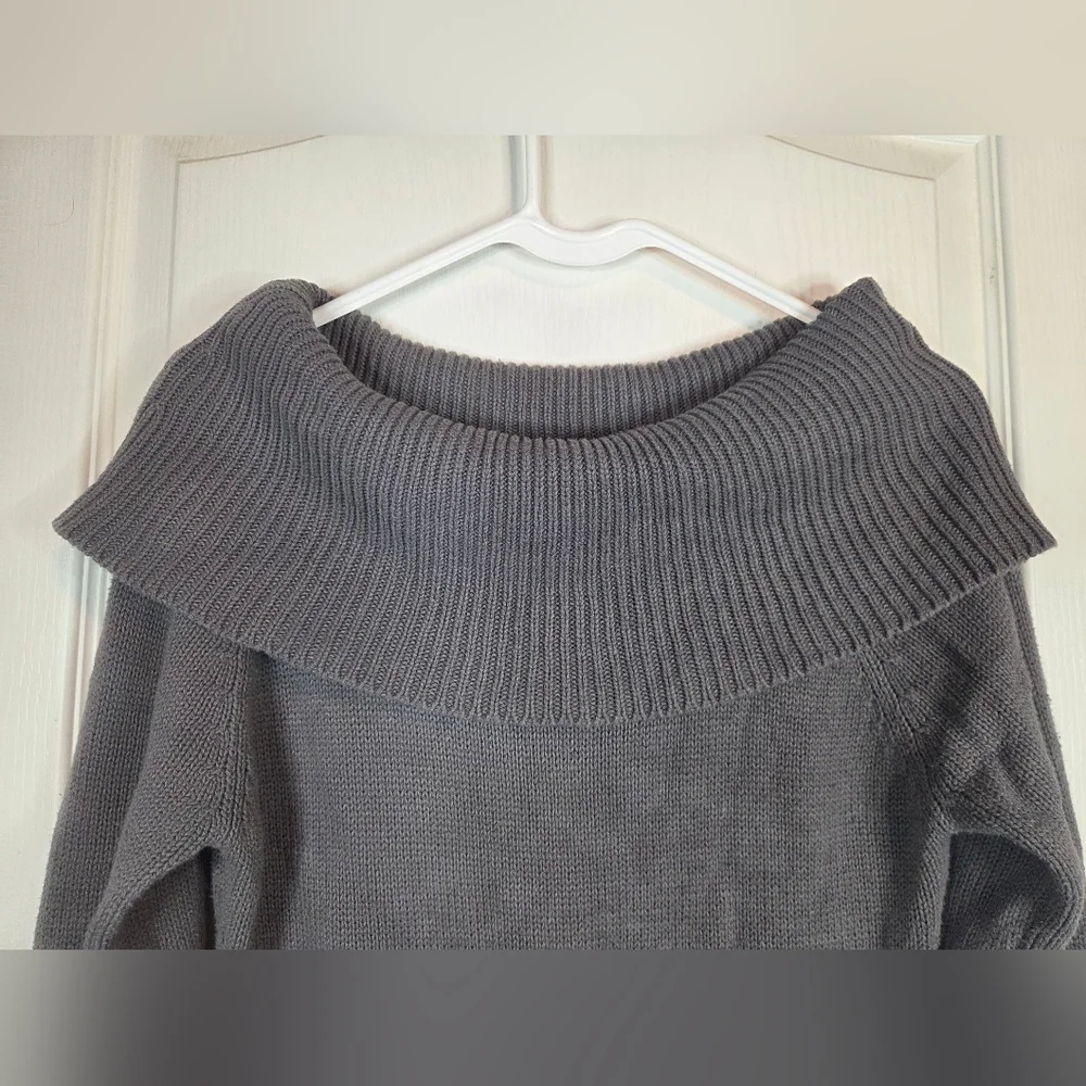 VTG Y2K Guess Charcoal Cowl Neck Sweater Dress Size Med. - Picture 3 of 11